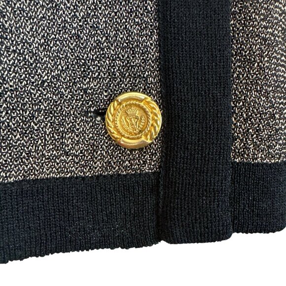 Vtg Castleberry Knit Buttoned Cardigan Sweater Jacket Gray Black Gold Size 16 - Picture 4 of 8